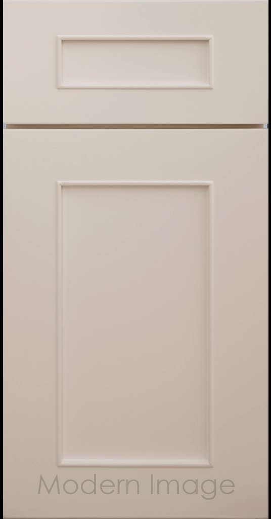 Chandler Shaker kitchen cabinet in Beige, showing the raised trim surrounding the center panel.